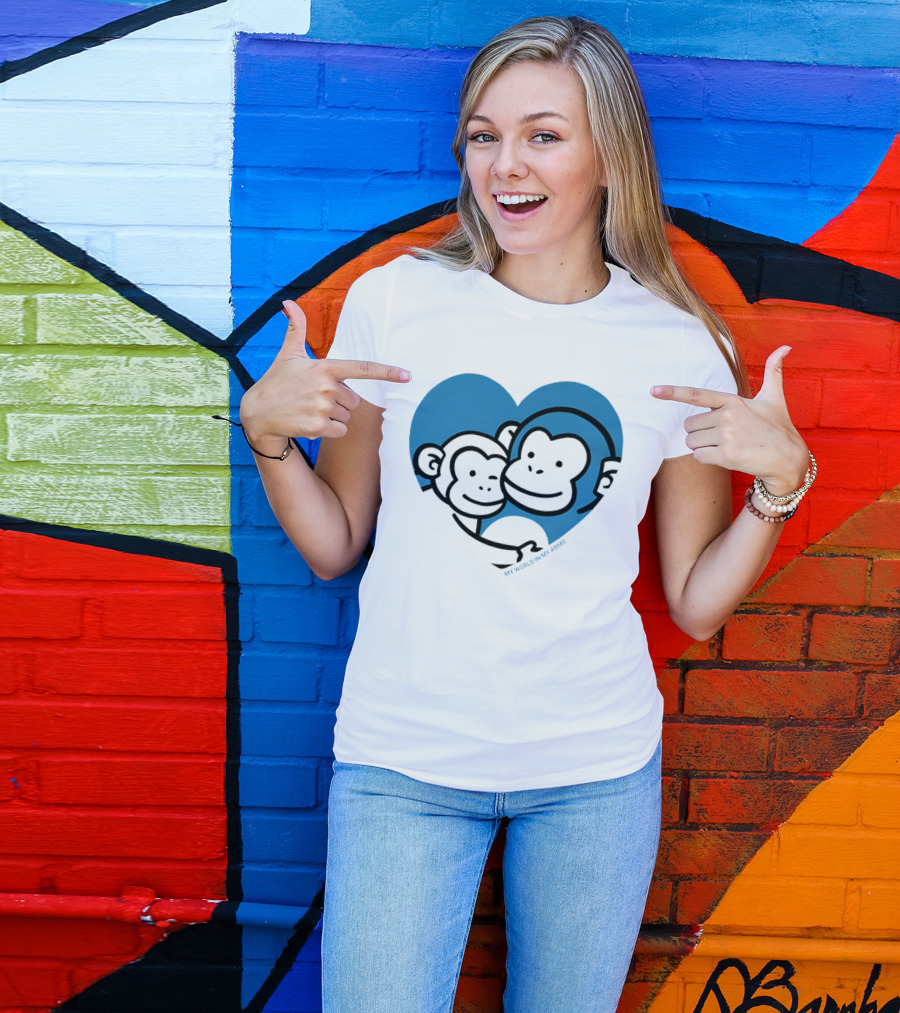 My World In My Arms Heart With Punchi Monkeys T-Shirt