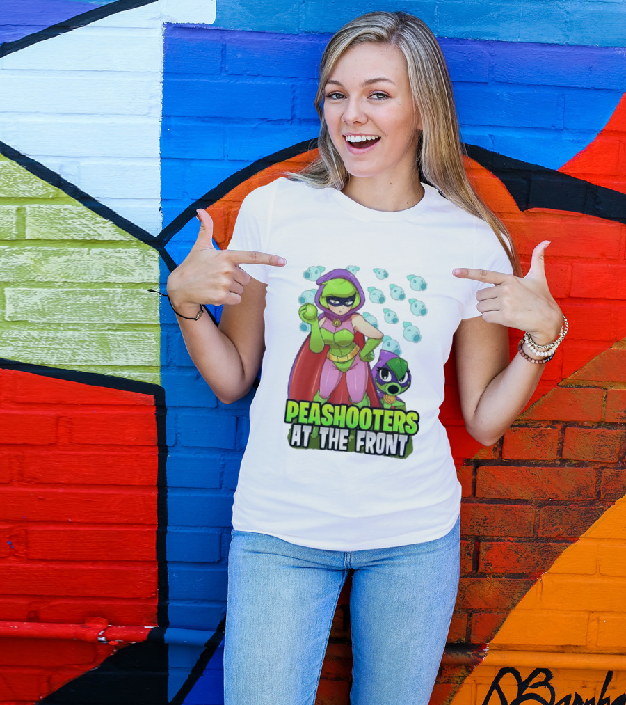 Peashooters At The Front Superhero Style Action Adventure T-Shirt