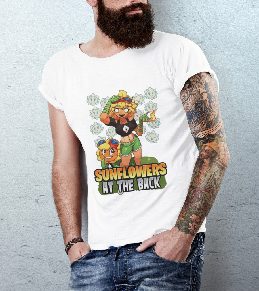 Sunflowers At The Back Colorful Character With Goggles And Fire Magic T-Shirt