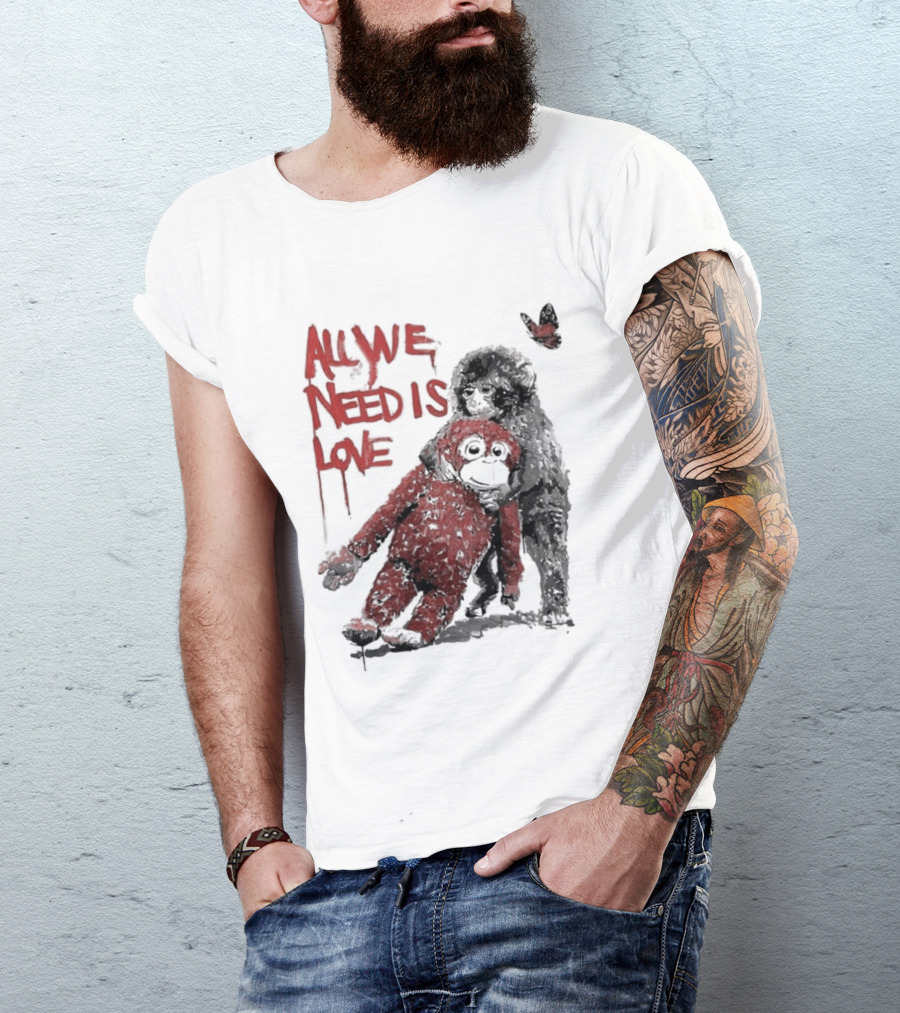 All We Need Is Love Baby Monkey Punch Ikea Doll Japan Zoo T-Shirt