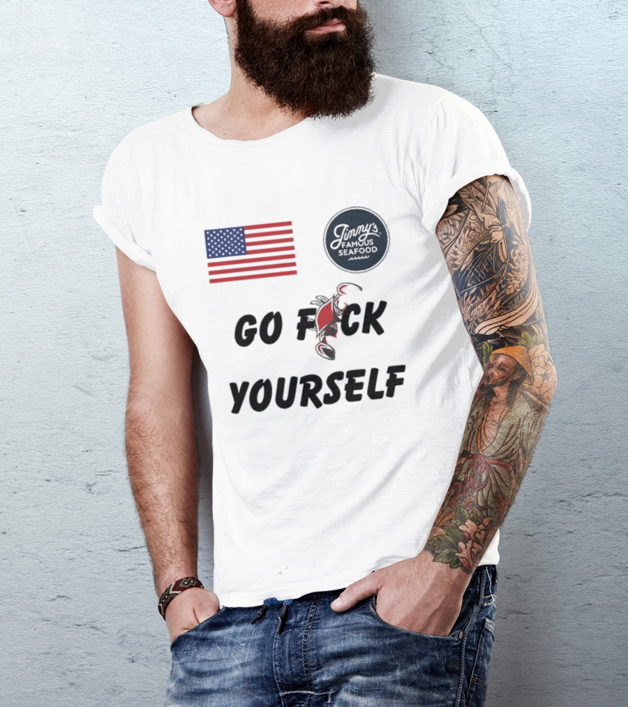 Jimmys Seafood Go F Yourself Crab American Flag T-Shirt