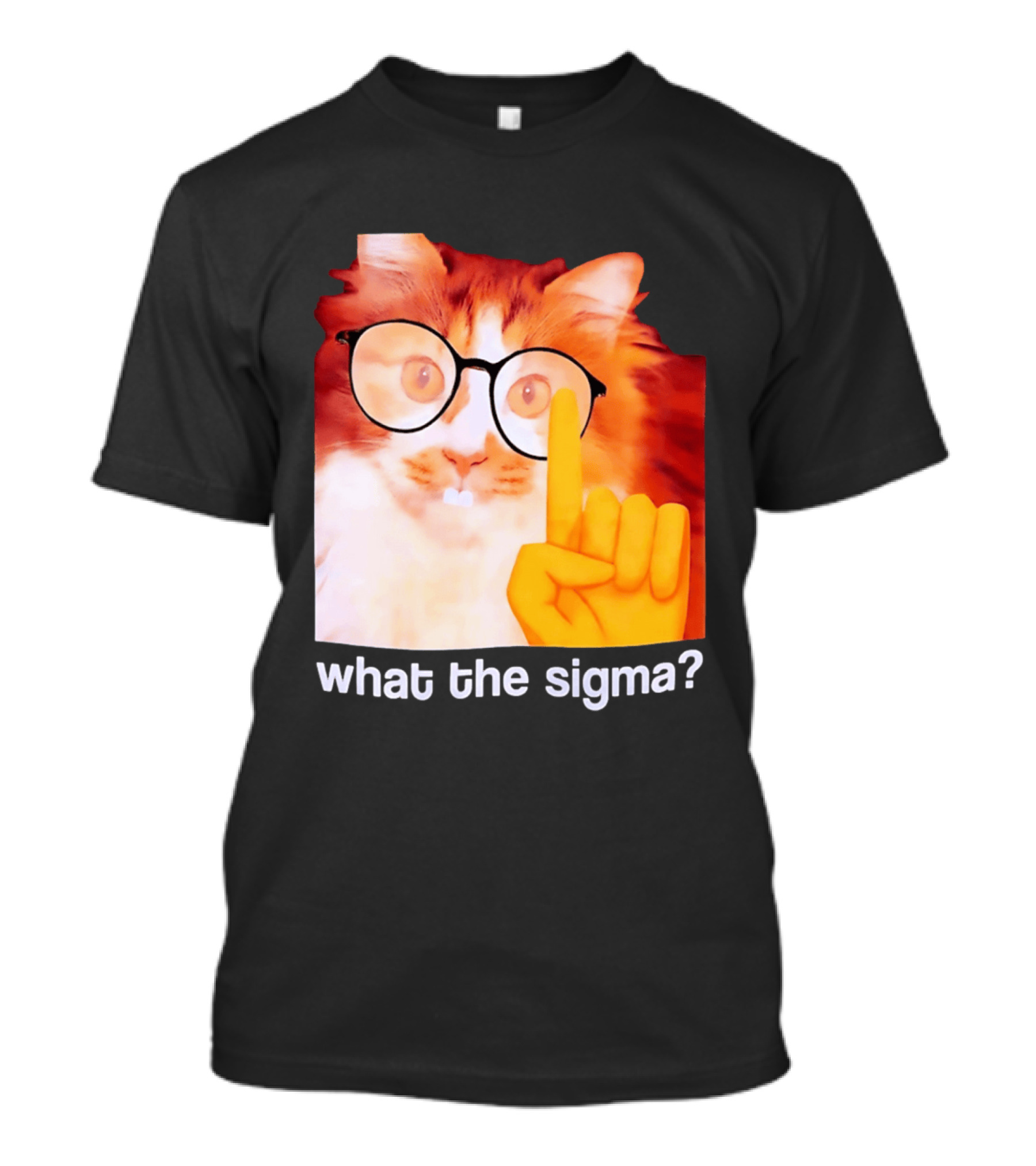 What The Sigma Cat Meme Glasses Pointing Finger Humor T-Shirt