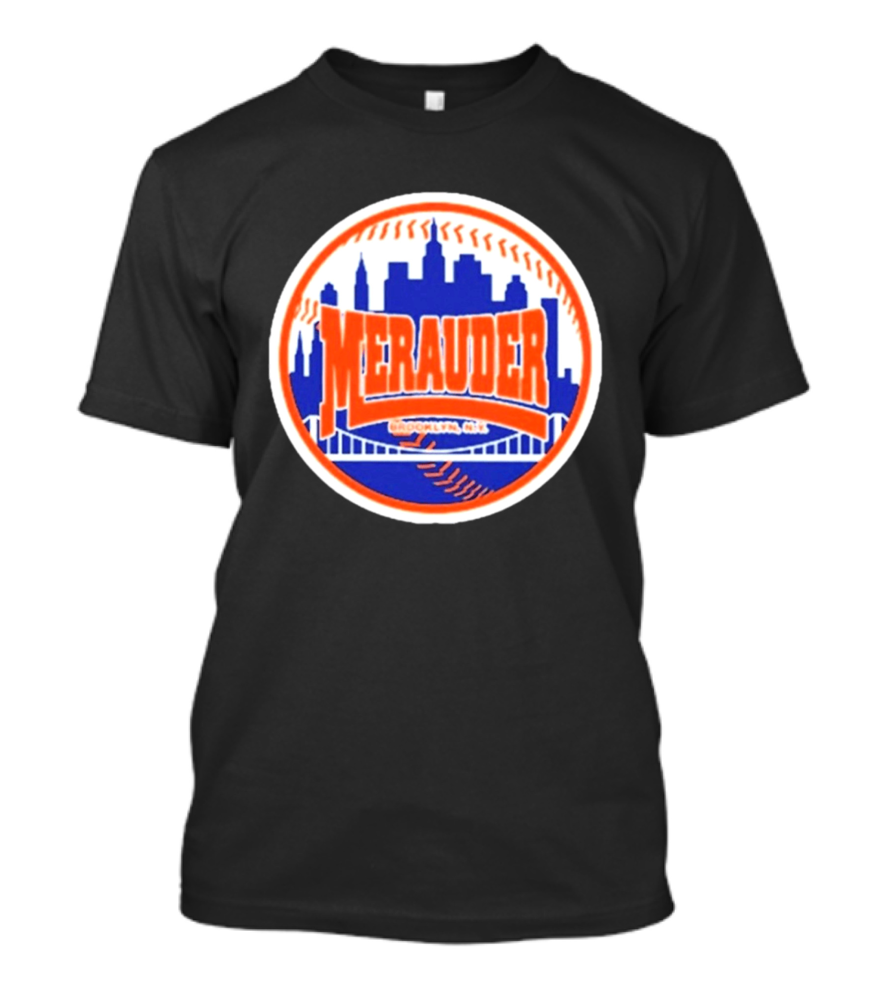 Merauder Brooklyn NY Skyline Baseball New York Mets T-Shirt
