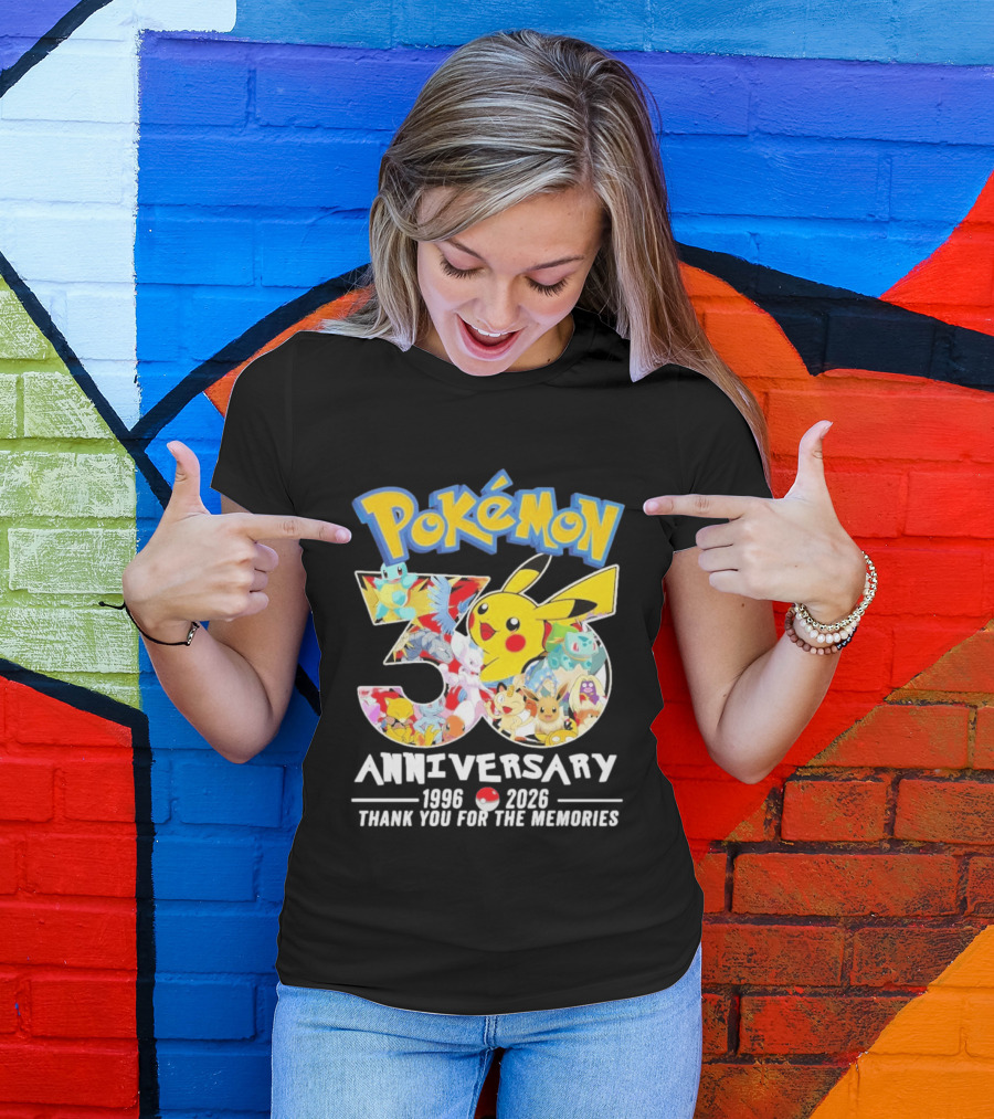 Pokémon 30th Anniversary 1996 2026 Thank You For The Memories T-Shirt