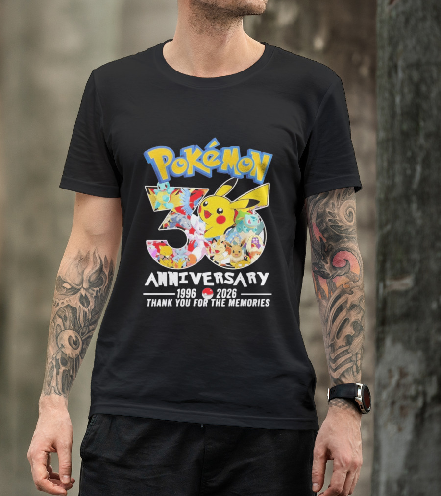Pokémon 30th Anniversary 1996 2026 Thank You For The Memories T-Shirt