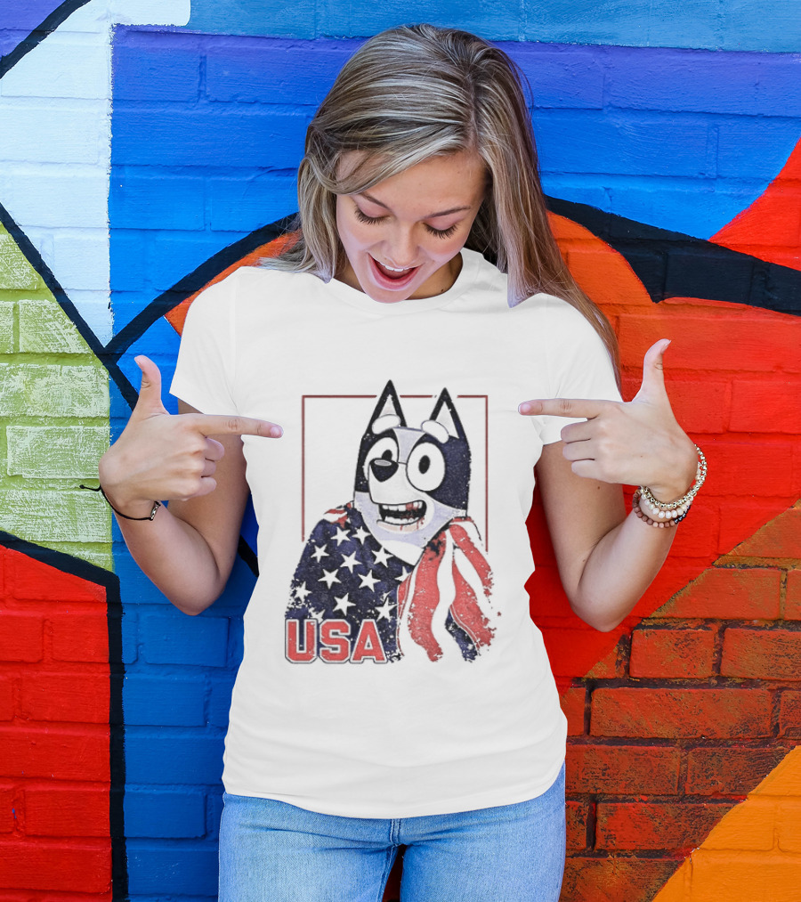 USA Bluey Hockey Jack Hughes Team Smile T-Shirt