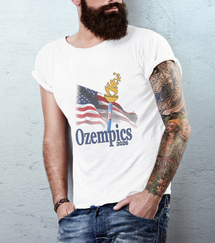 USA Flag Torch Ozempics 2026 Stars T-Shirt