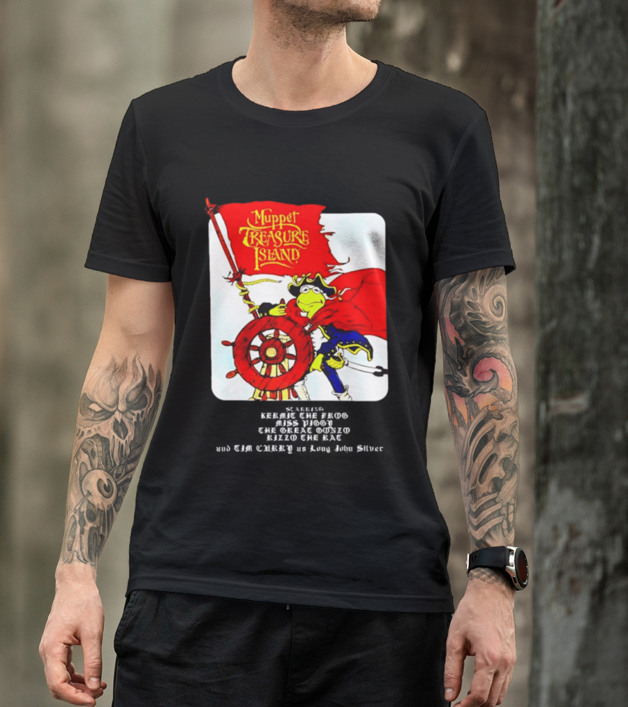 Kermit The Frog Muppet Treasure Island 1996 Steering Pirate Ship T-Shirt
