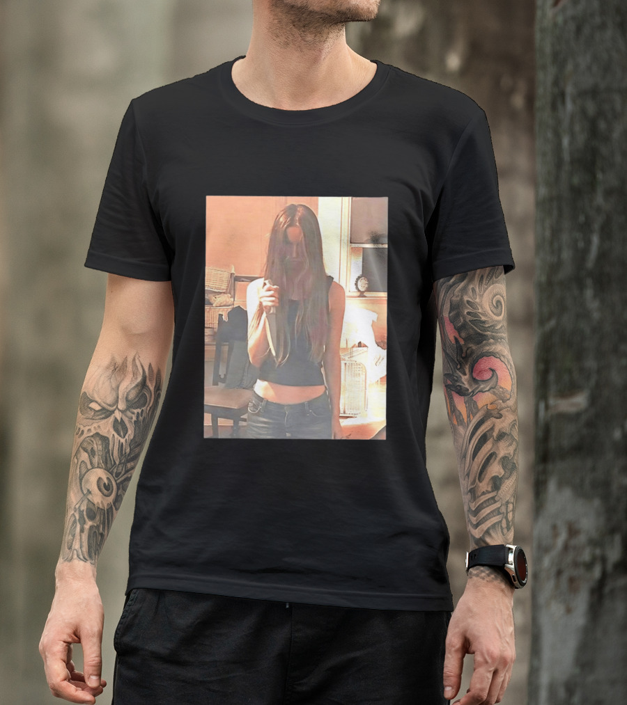 Long Hair Girl With Survival Knife In Room T-Shirt