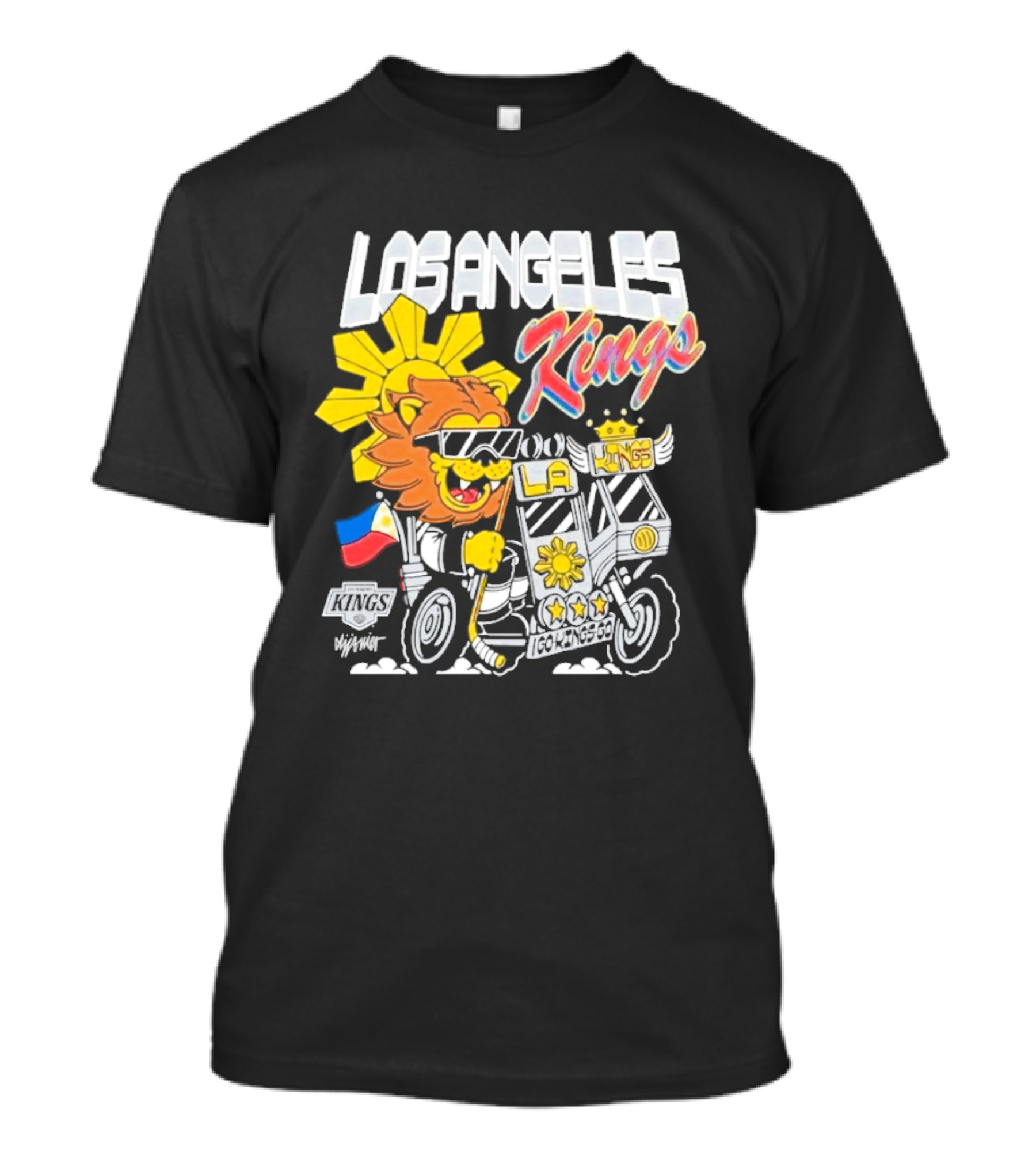 Los Angeles Kings Filipino Heritage Night LA Kings Sun Lion Flag Motorcycle T-Shirt