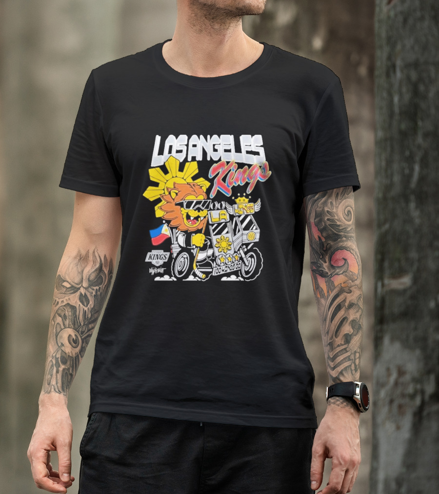 Los Angeles Kings Filipino Heritage Night LA Kings Sun Lion Flag Motorcycle T-Shirt