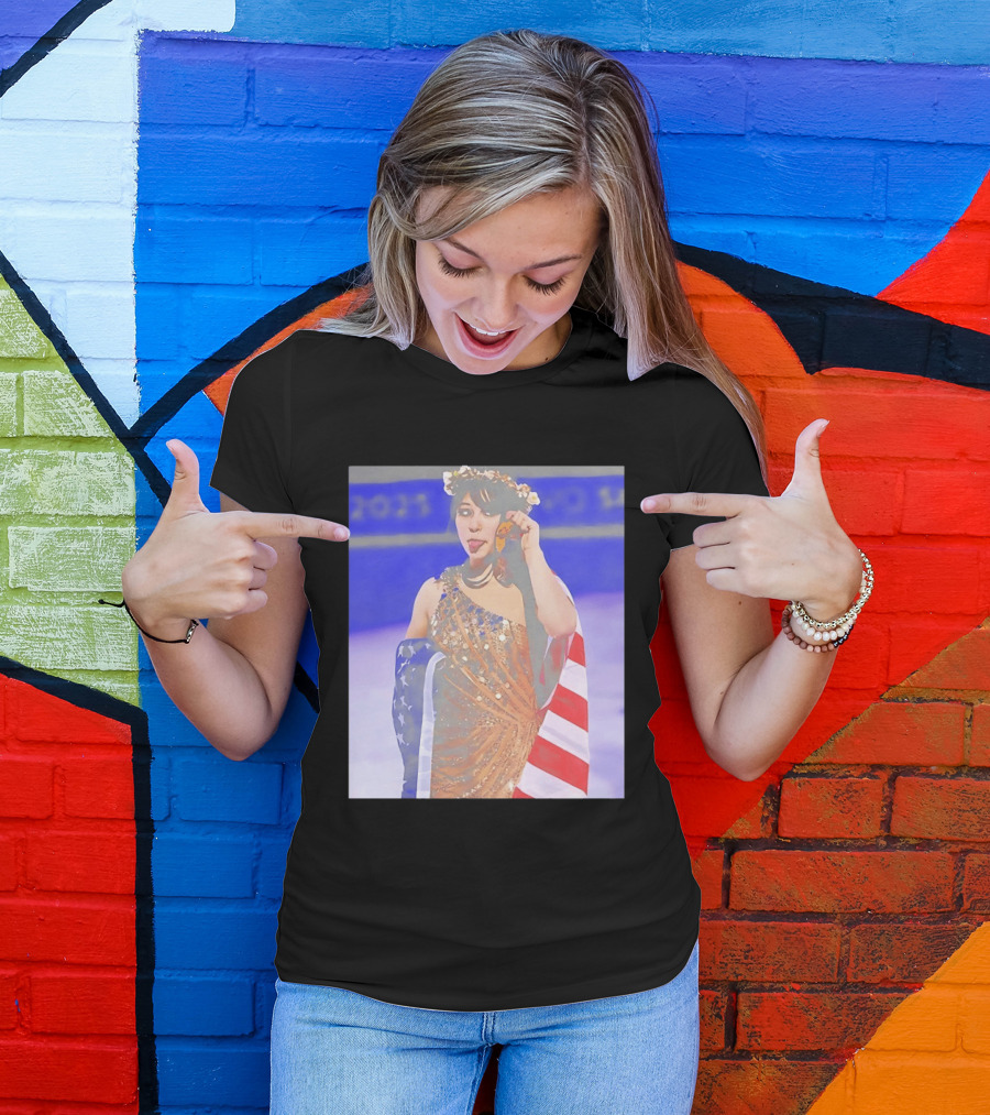 Alysa Liu Gold Medal USA Team Celebration With American Flag T-Shirt