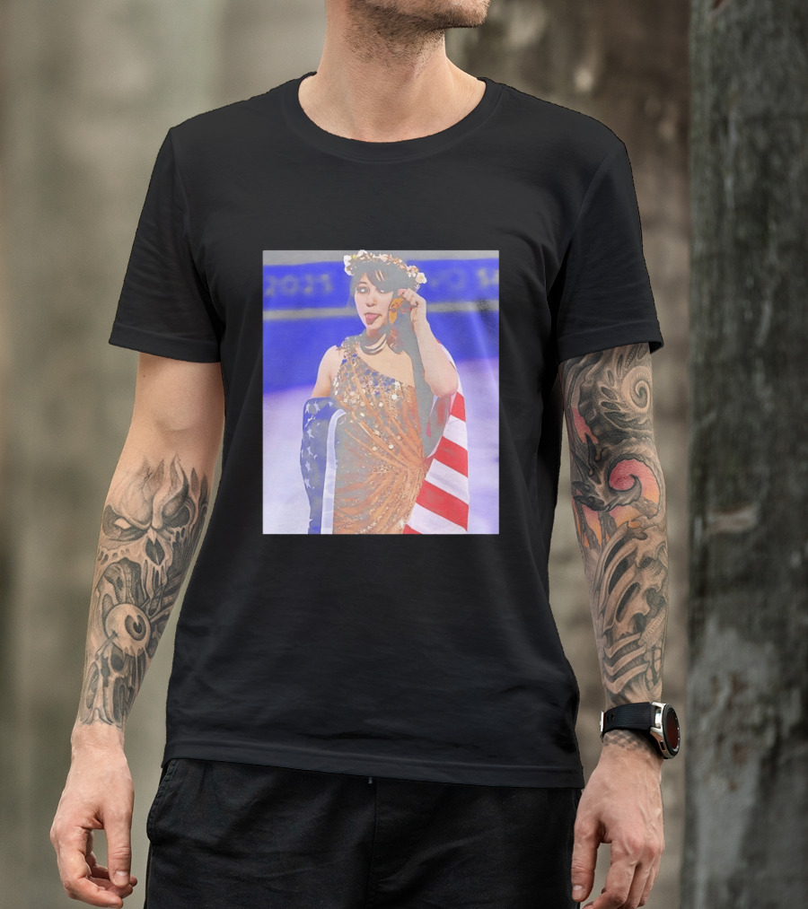 Alysa Liu Gold Medal USA Team Celebration With American Flag T-Shirt