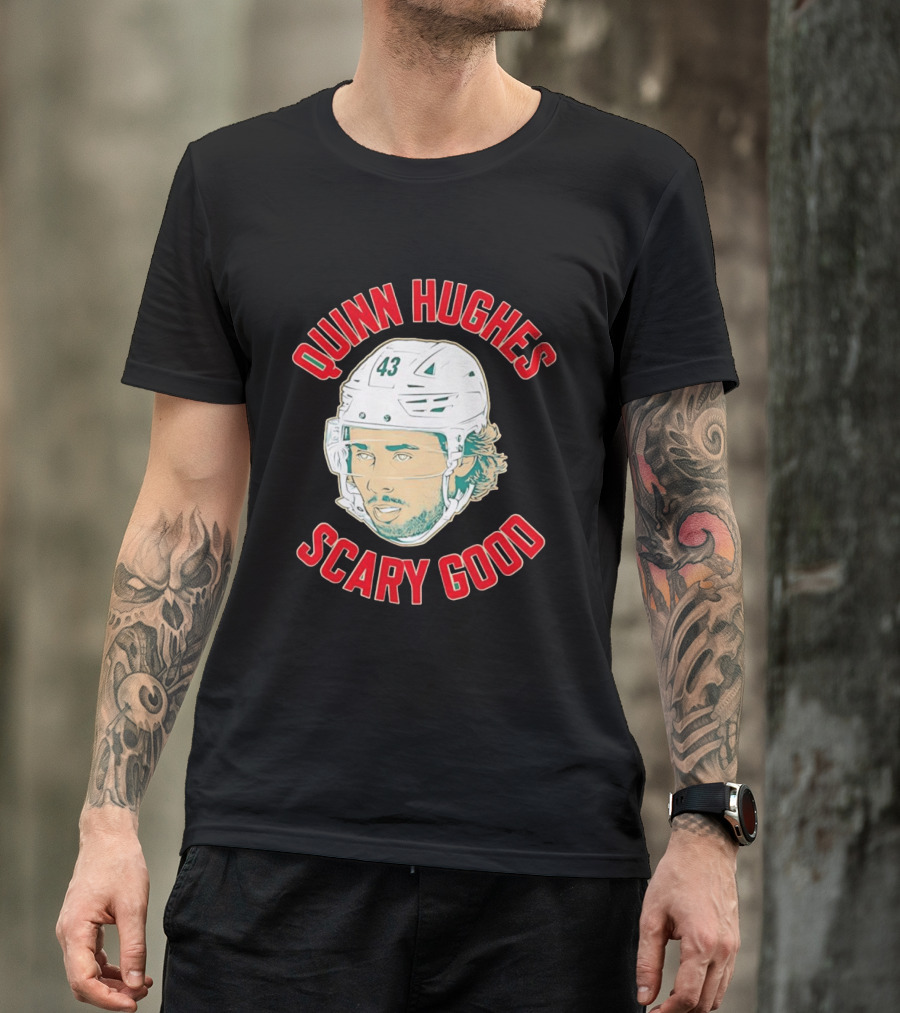 Quinn Hughes Scary Good Ghost Eyes 43 NHL T-Shirt