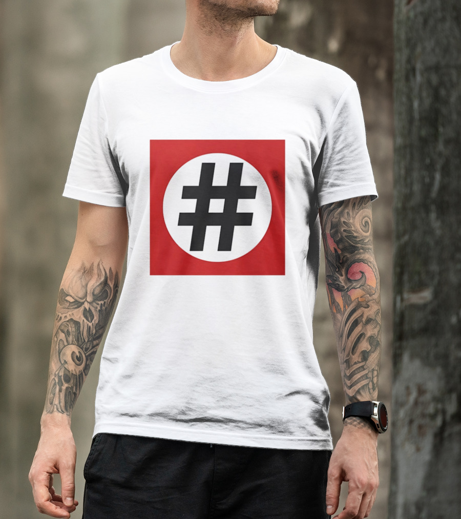 Hashtag Symbol Black On Red Square T-Shirt
