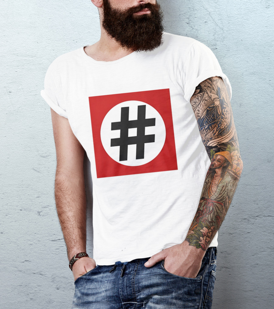 Hashtag Symbol Black On Red Square T-Shirt
