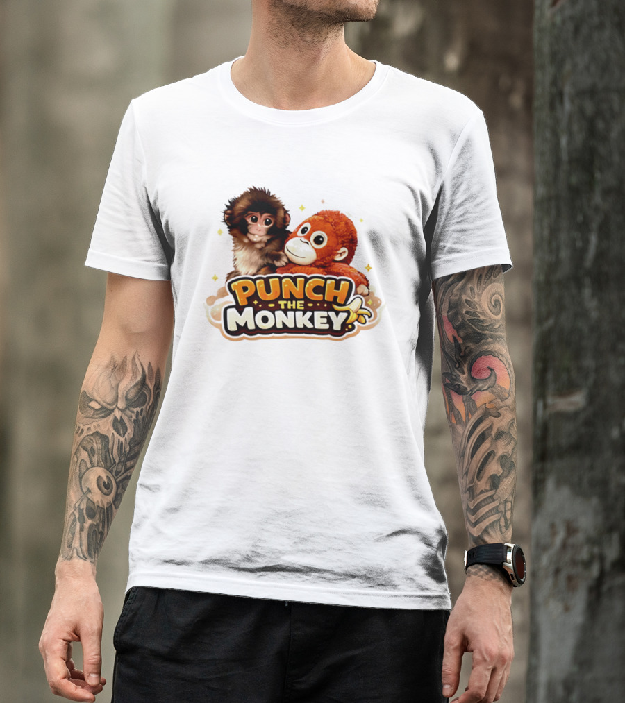 Punch The Monkey Cute Plush Cartoon T-Shirt