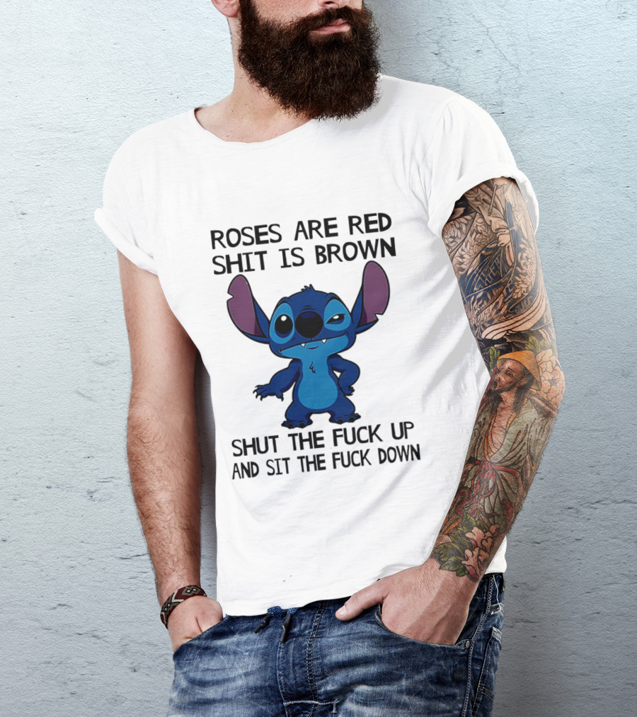 Stitch Roses Are Red Shit Is Brown T-Shirt