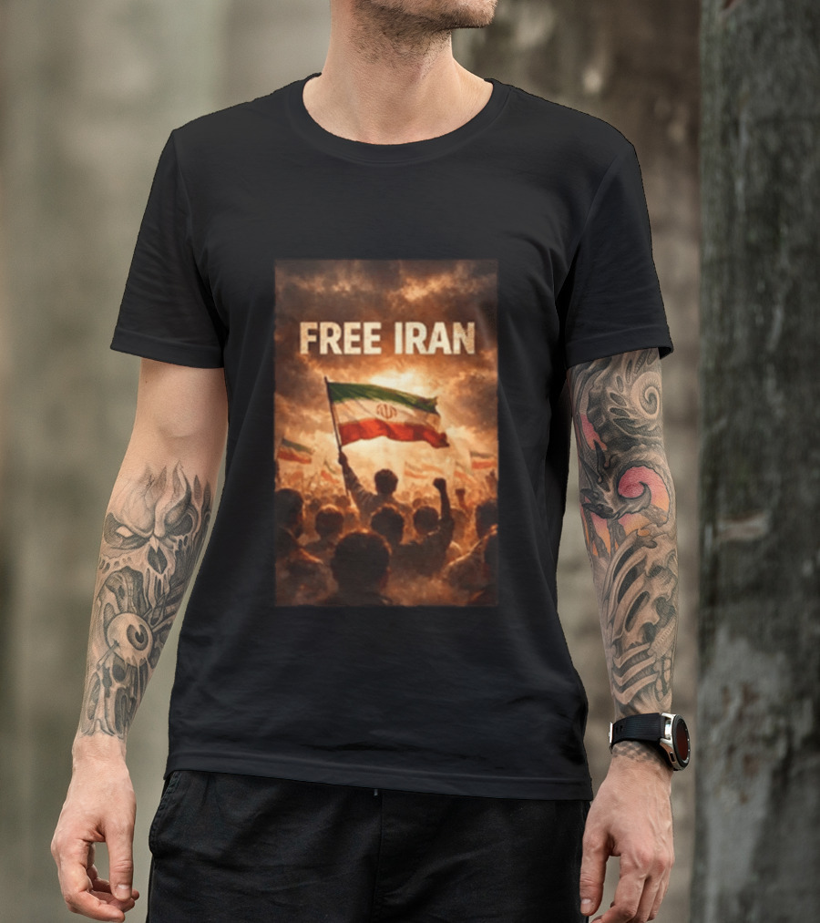 Free Iran Flag Protest With Crowd T-Shirt