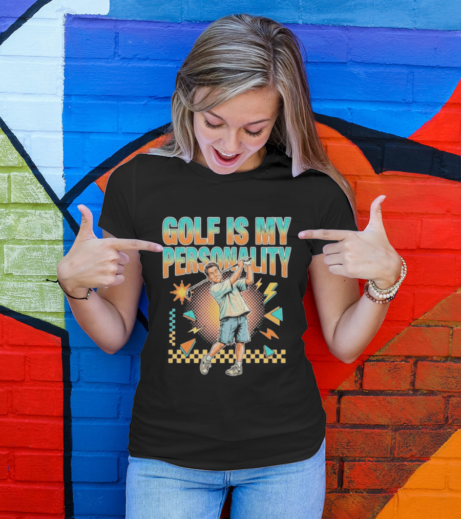 Golf Is My Personality Retro Style Swinging Golfer T-Shirt