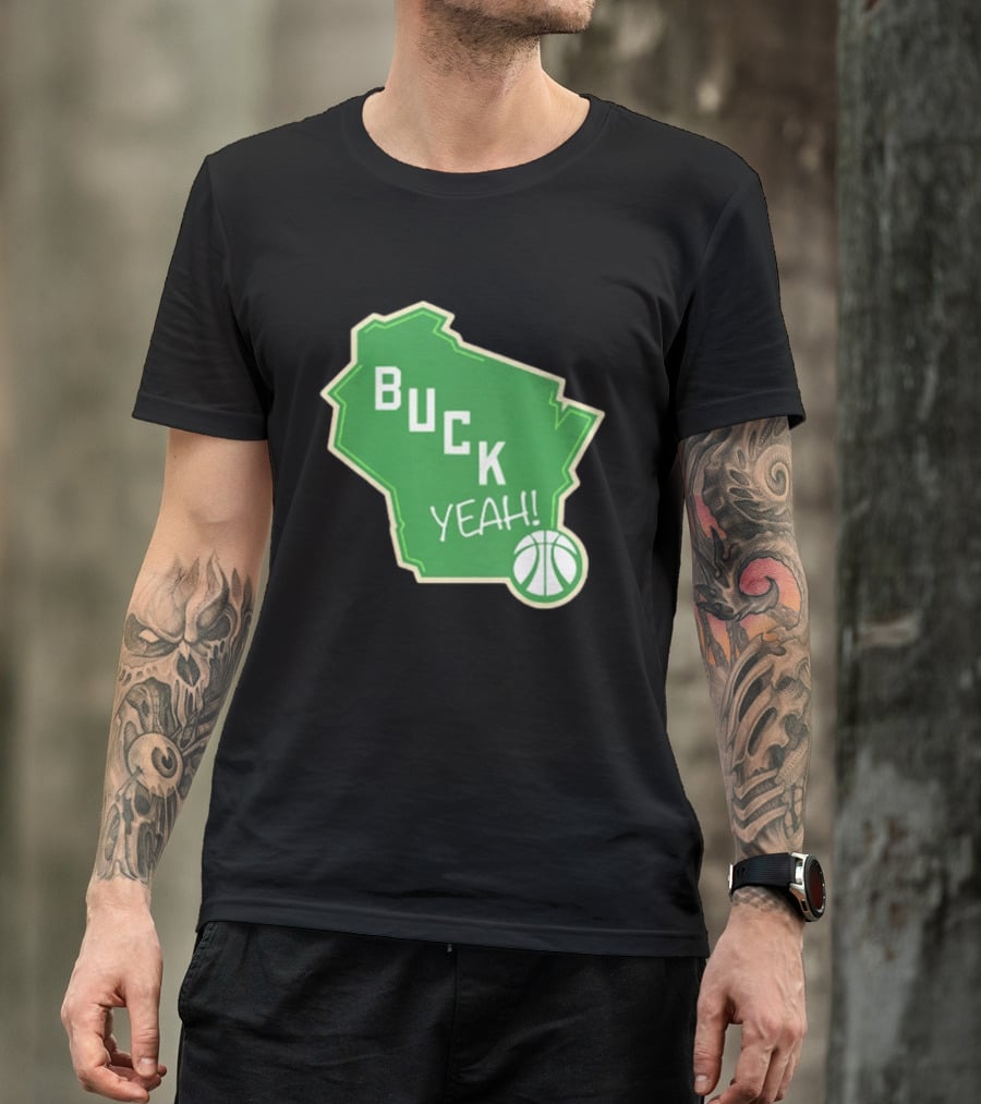 Buck Yeah Milwaukee Basketball Green Map T-Shirt