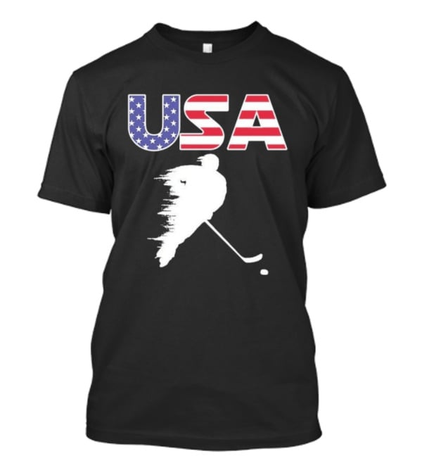 USA Stars And Stripes Ice Hockey Player T-Shirt