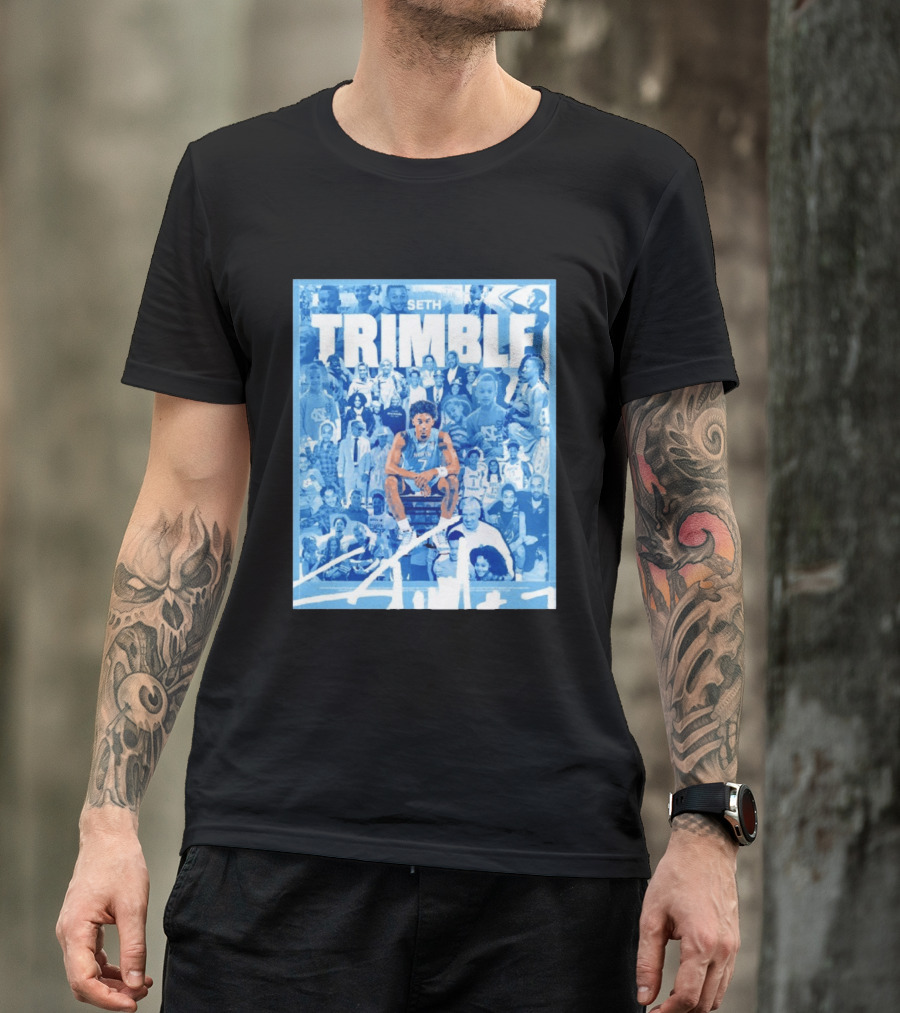 Seth Trimble North Carolina Tar Heels Basketball Collage T-Shirt