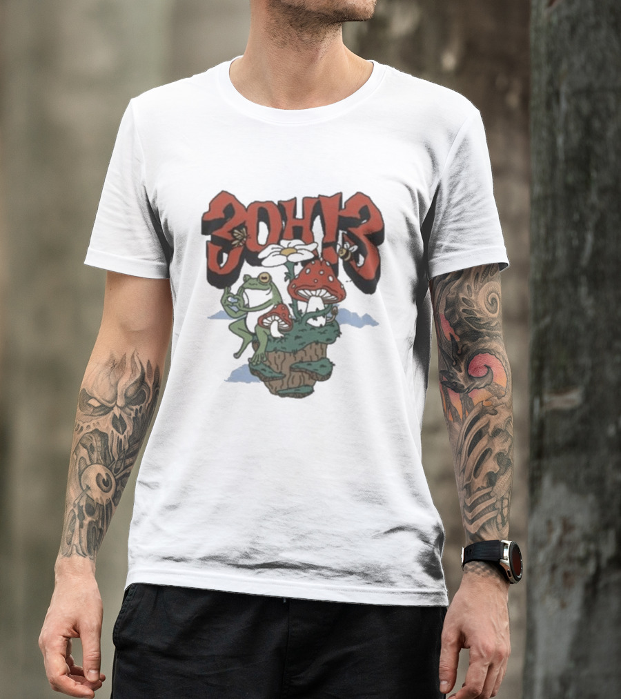 3Oh3 Mushroom Frog Fantasy With Bee And Flower T-Shirt