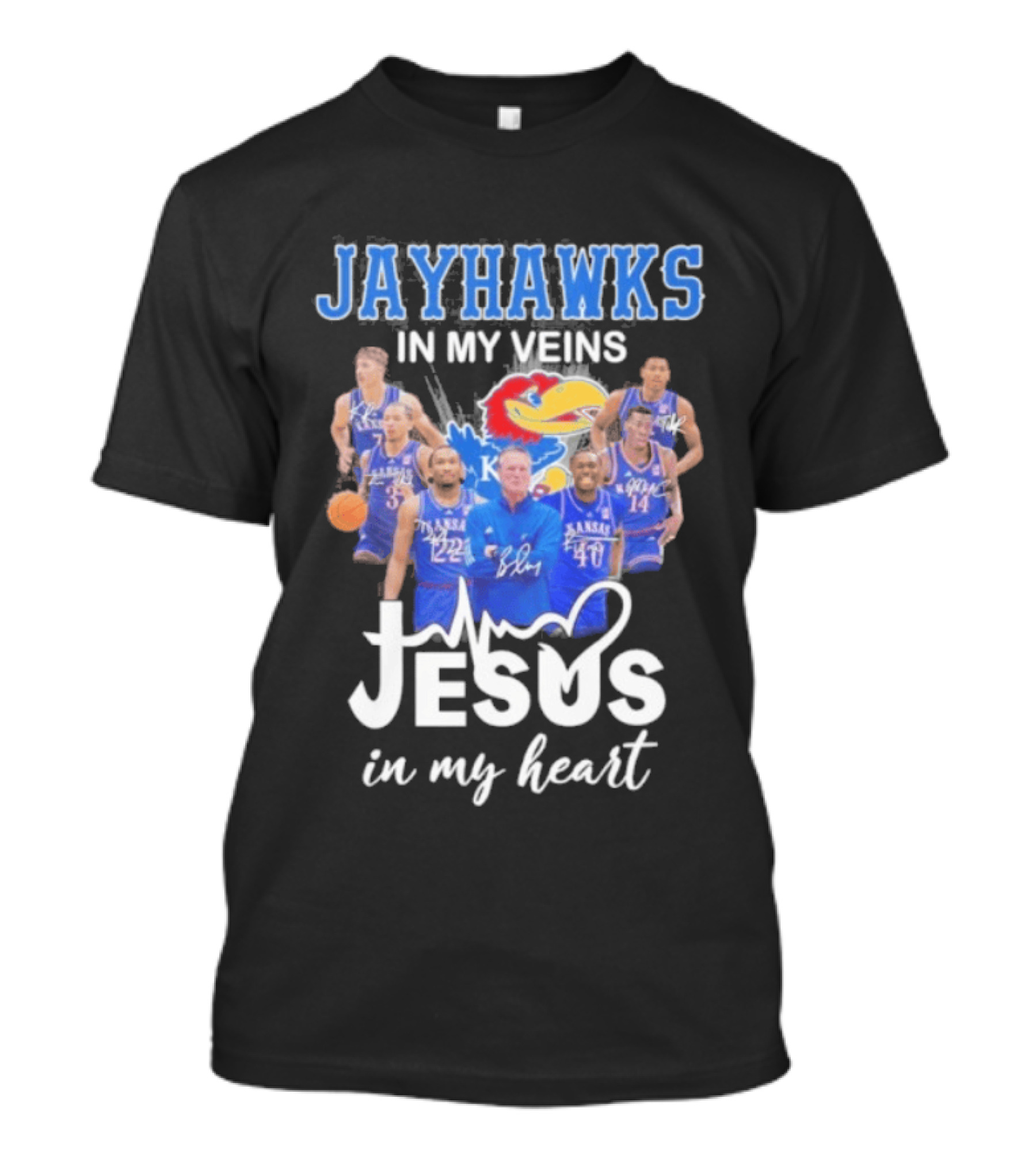Kansas Jayhawks In My Veins Jesus In My Heart T-Shirt
