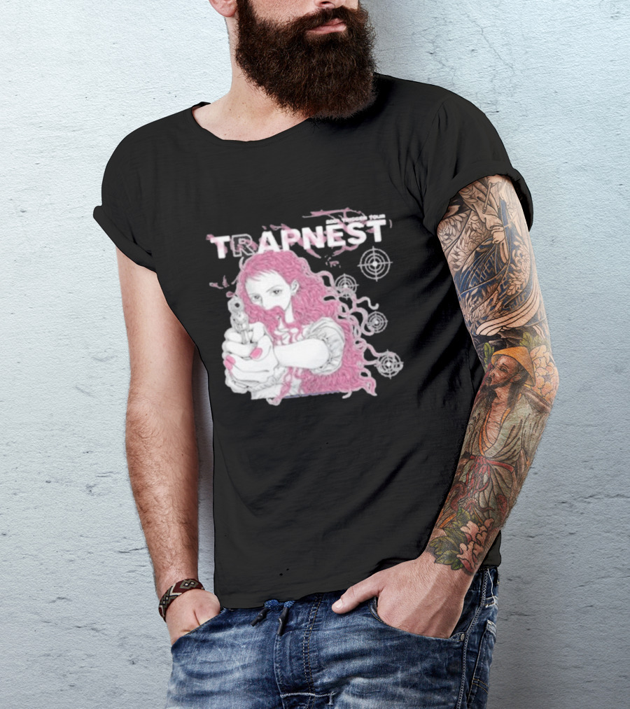 Trapnest Trigger Tour 2001 Anime Girl With Gun And Target T-Shirt