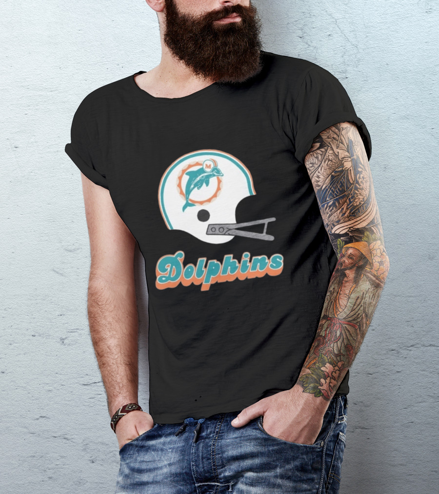 Miami Dolphins Vintage Helmet Dolphins T-Shirt