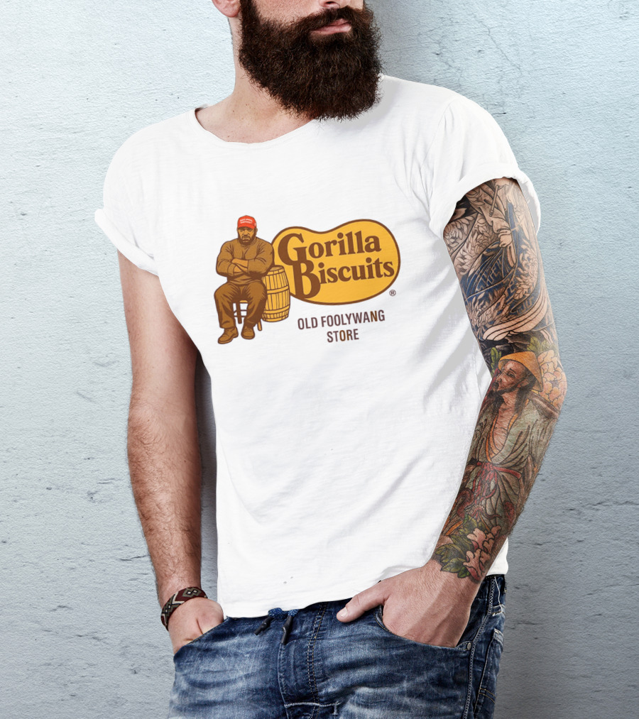Cracker Barrel Gorilla Biscuits Old Foolywang Store Rustic Man And Barrel T-Shirt