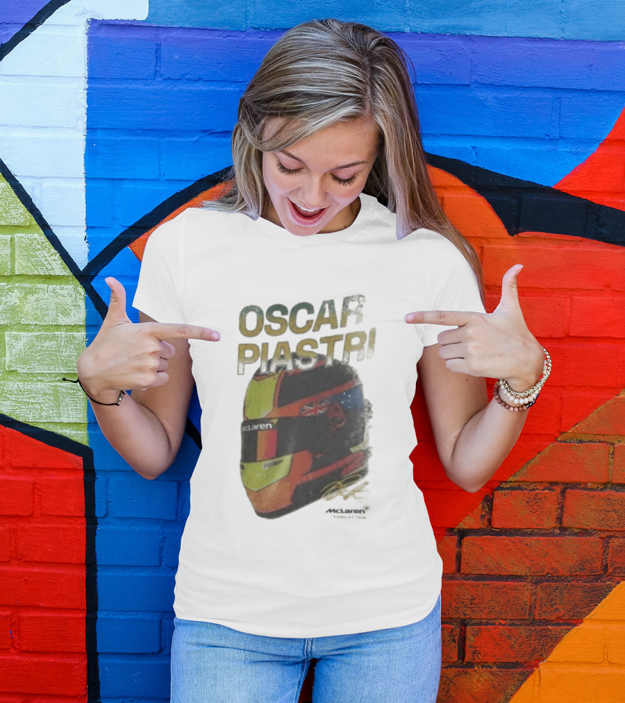 Oscar Piastri McLaren Helmet Design Racing Memorabilia T-Shirt
