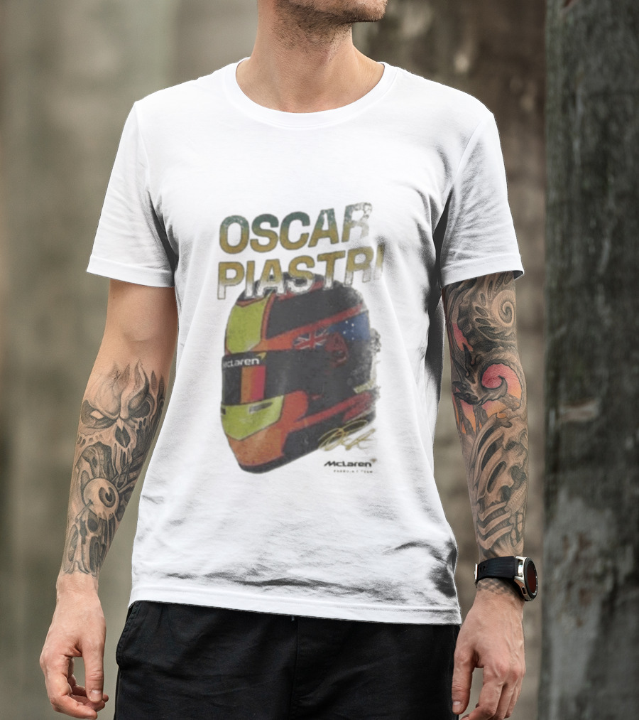 Oscar Piastri McLaren Helmet Design Racing Memorabilia T-Shirt
