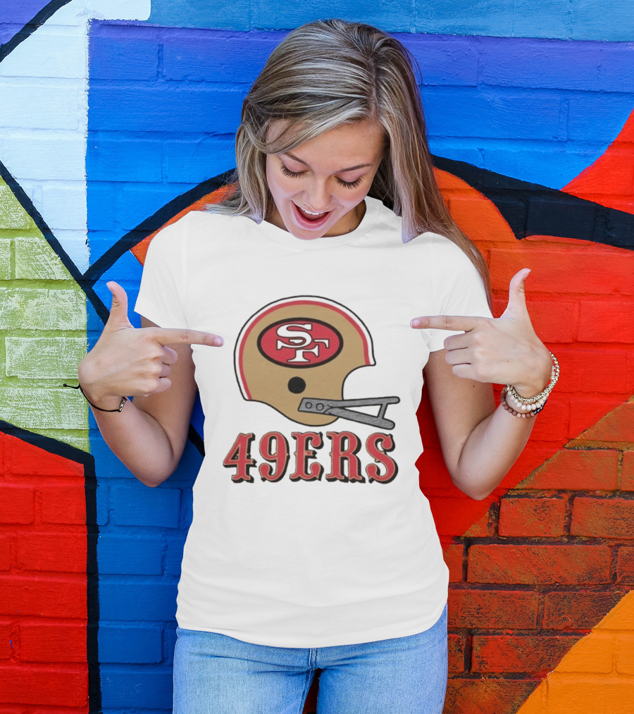 San Francisco 49ers SF Football Helmet 49ers T-Shirt