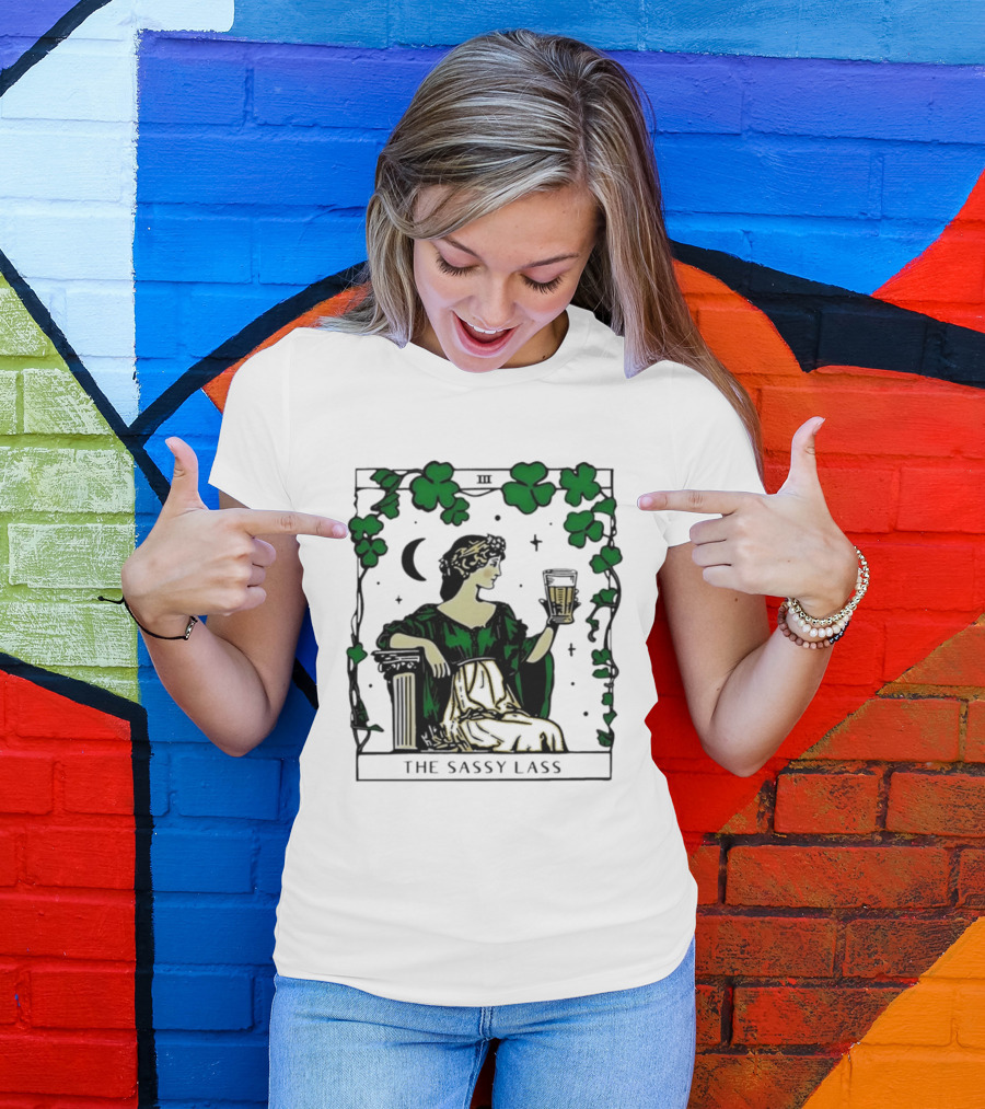 The Sassy Lass St Patrick's Day Tarot Card Clover Moon T-Shirt