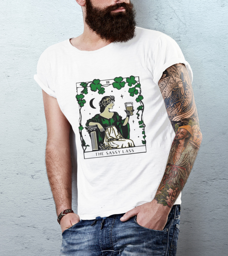 The Sassy Lass St Patrick's Day Tarot Card Clover Moon T-Shirt