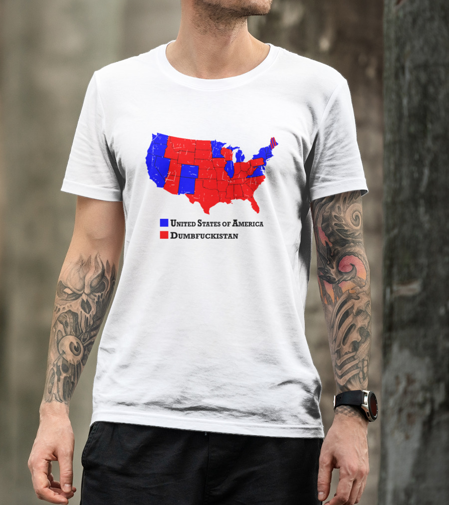 United States Of America Dumbfuckistan Map Red Blue States T-Shirt