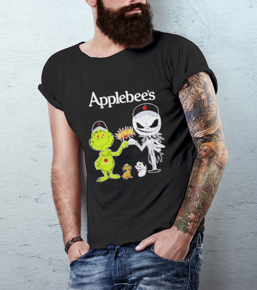 Applebee's Grinch And Jack Skellington Fist Bump Halloween Bash T-Shirt