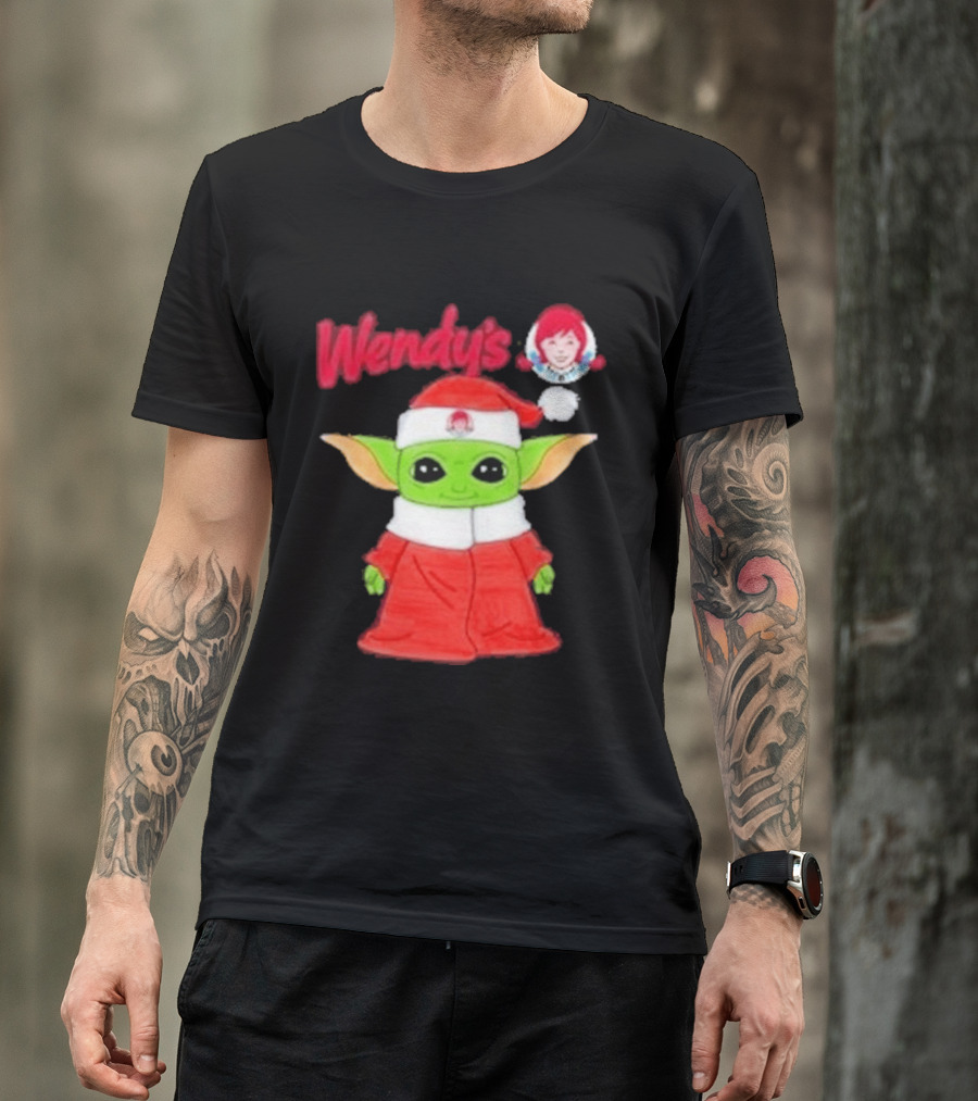 Wendy's Baby Yoda Santa Christmas T-Shirt