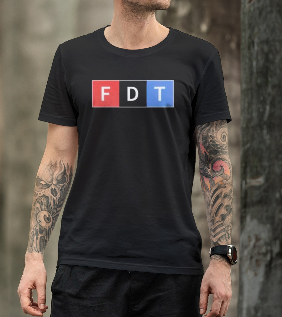 FDT Anti Trump Red Black Blue Block Letters T-Shirt