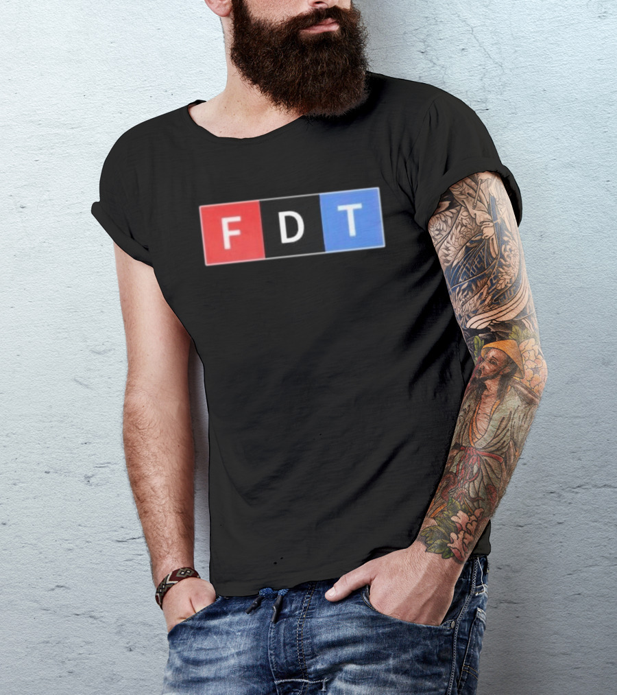 FDT Anti Trump Red Black Blue Block Letters T-Shirt