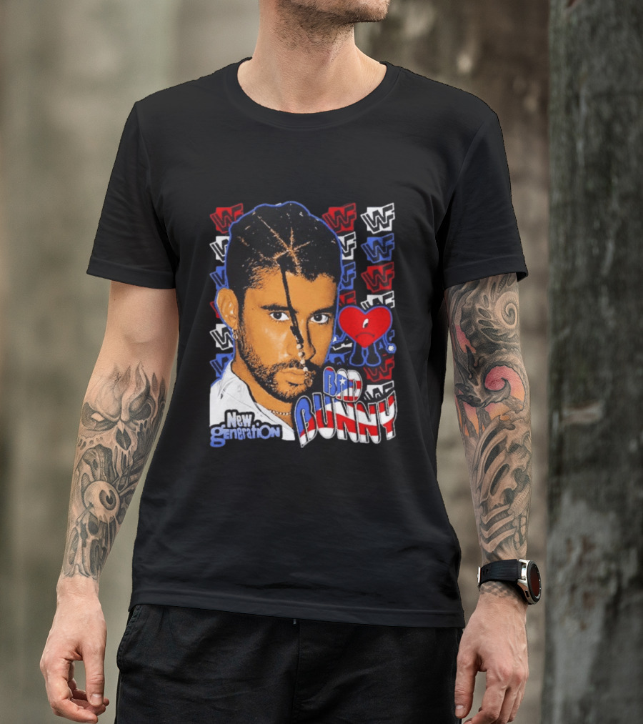 Bad Bunny New Generation WWF Heart T-Shirt