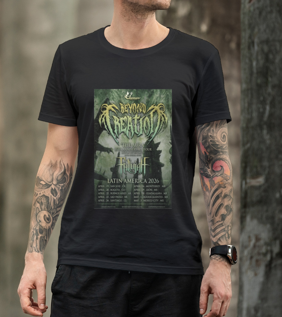 Beyond Creation Fallujah Aura 15th Anniversary Latin America 2026 Tour Dates T-Shirt