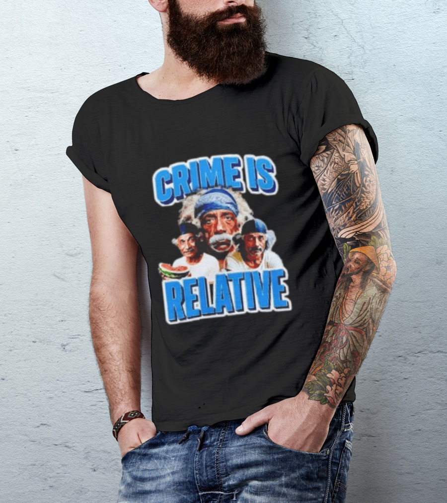 Crime Is Relative Albert Einstein Bandana Blue Font T-Shirt