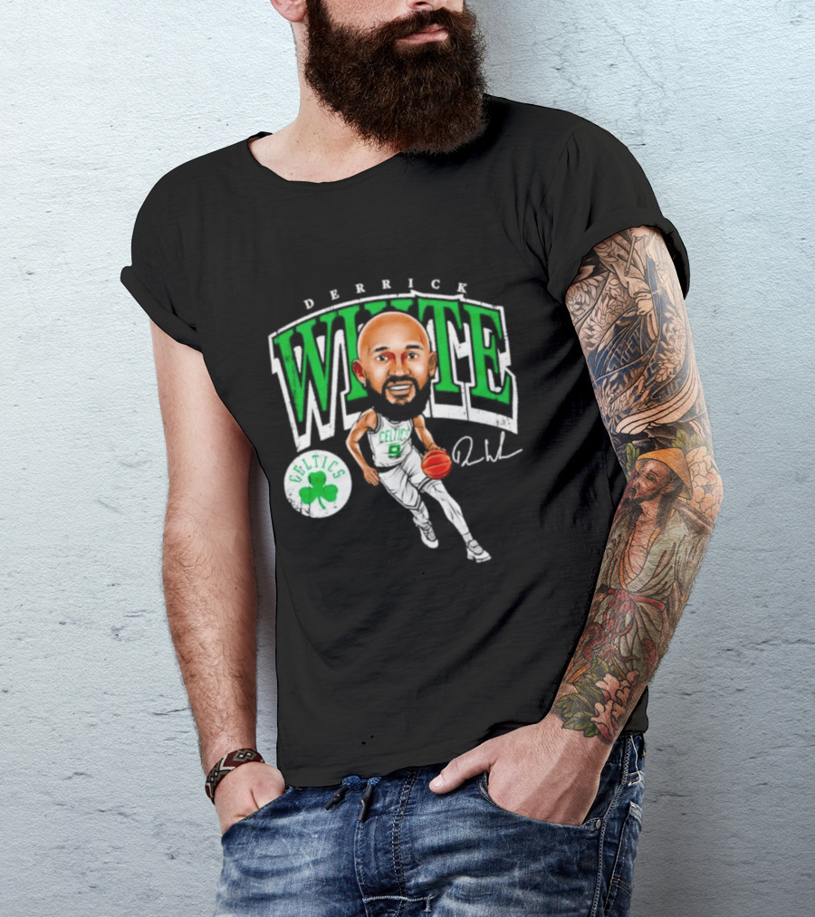 Derrick White Celtics Basketball 9 Signature Cartoon T-Shirt