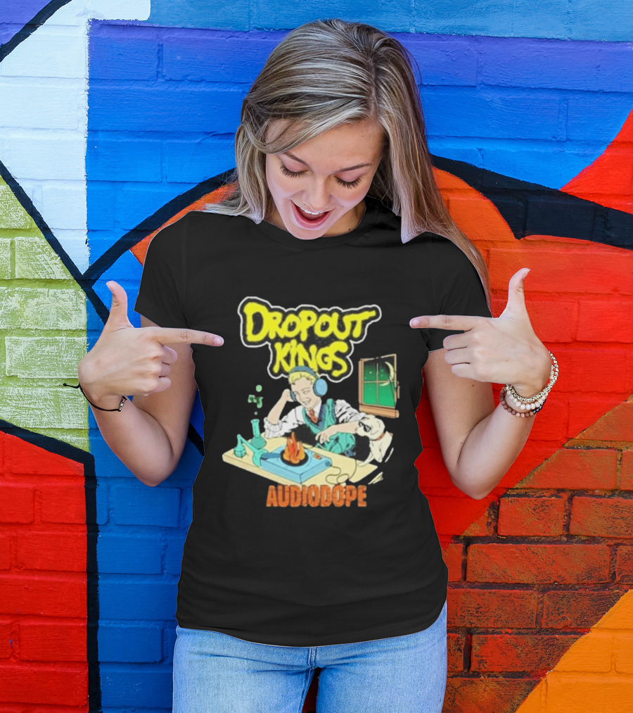 Dropout Kings Audio Dope Scientist Listening With Headphones And Chemistry Setup T-Shirt