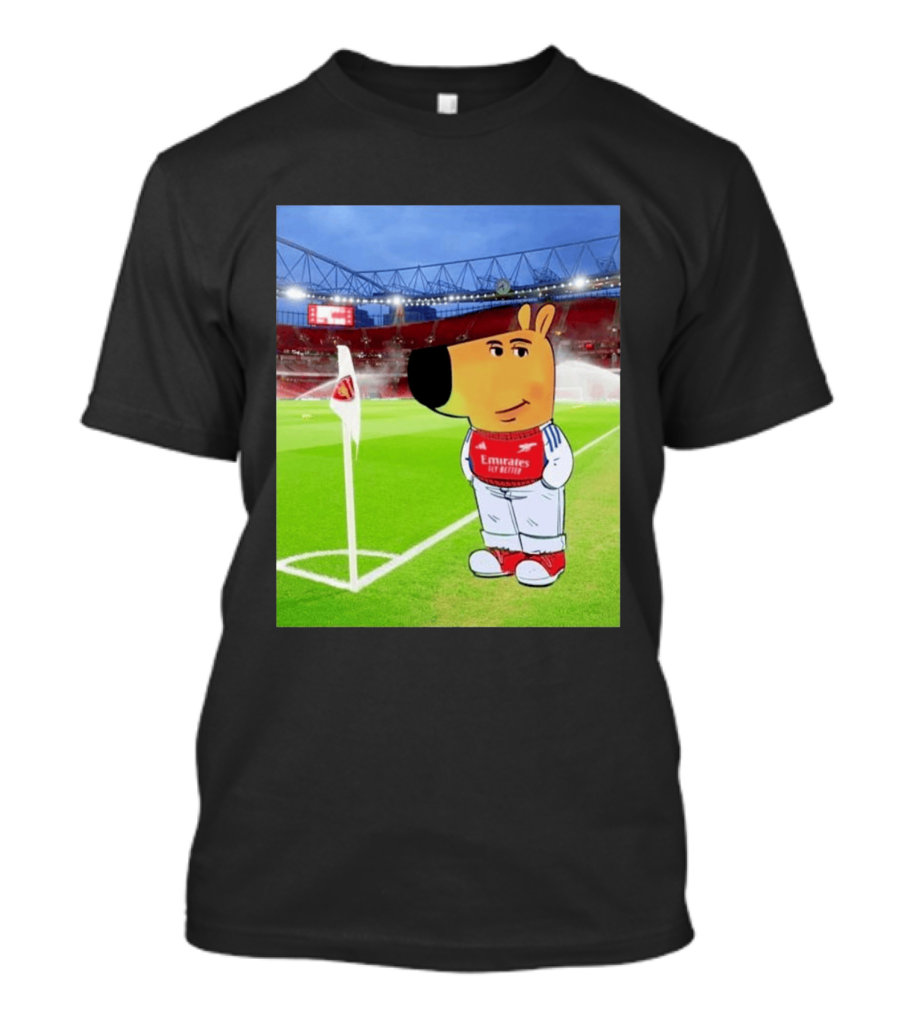 Chill Cartoon Dog In Arsenal Kit At Stadium Awaiting UCL Victory T-Shirt