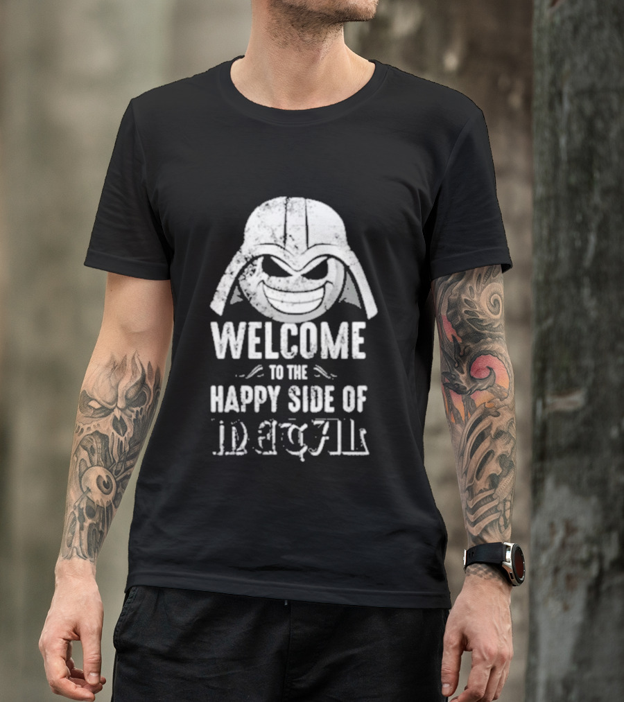Welcome To The Happy Side Of Metal Darth Smiley T-Shirt