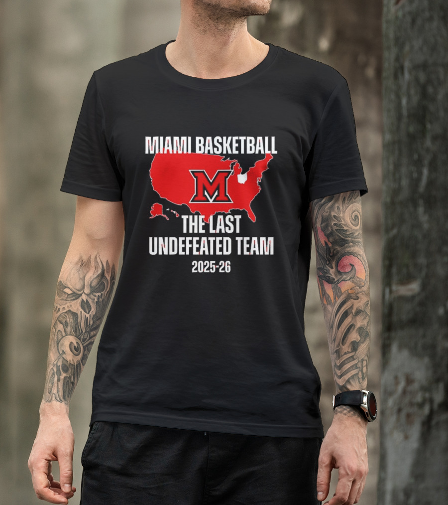 Miami Basketball RedHawks The Last Undefeated Team 2025 26 USA Map T-Shirt